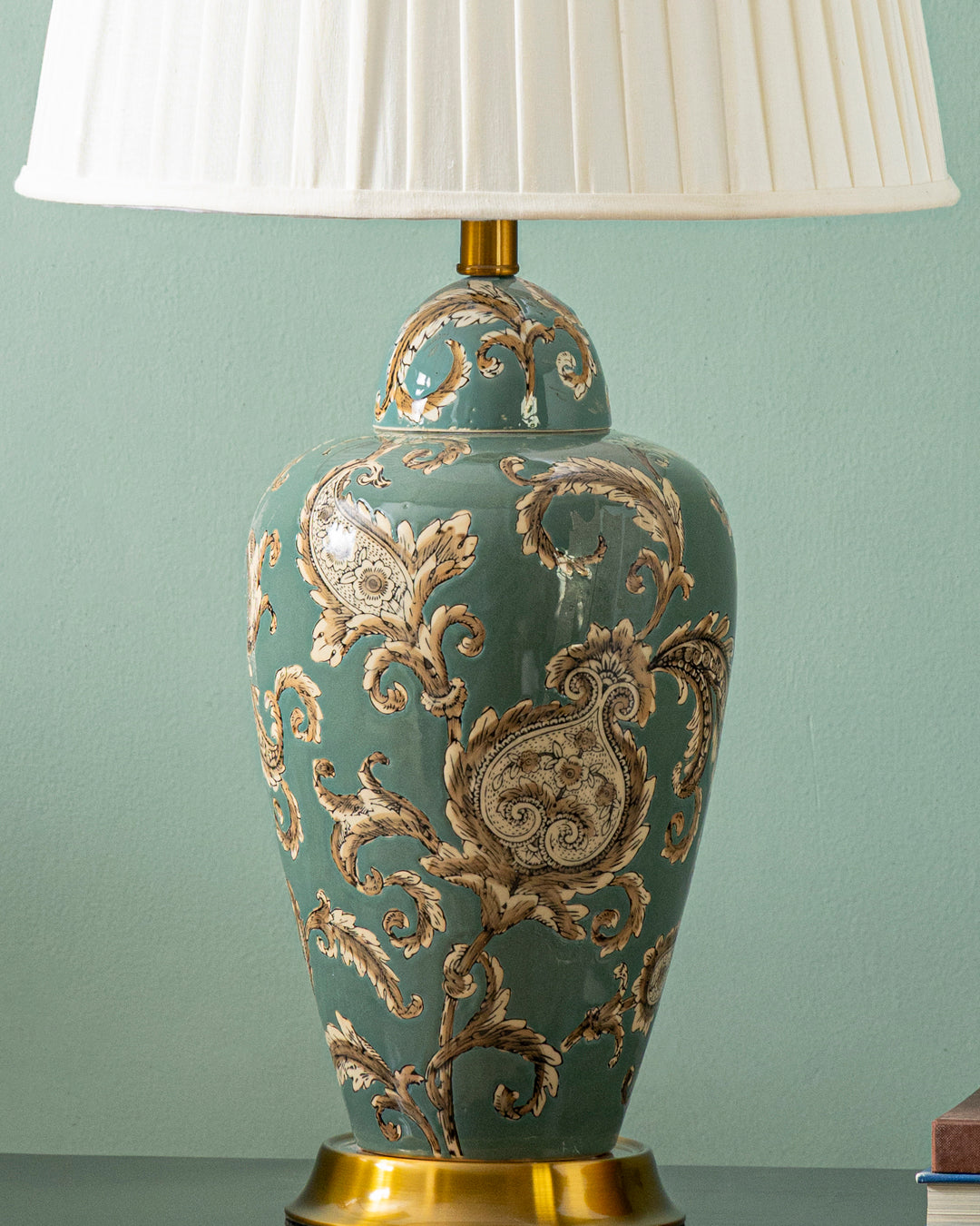 Emerald Regal Embossed Table Lamp 