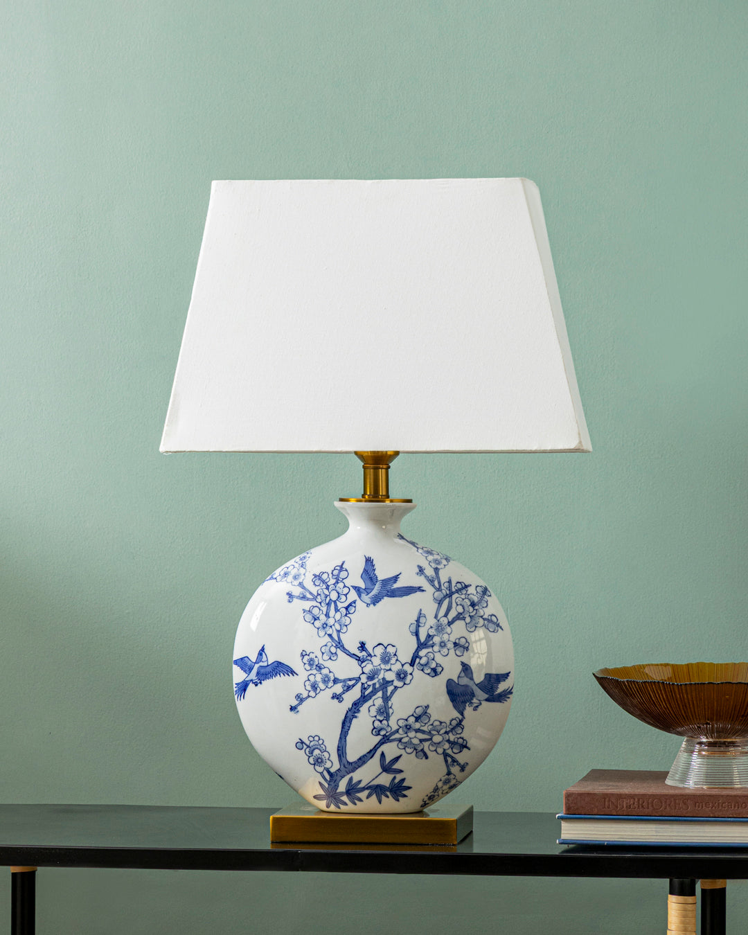Azure Blossom Round Table Lamp 