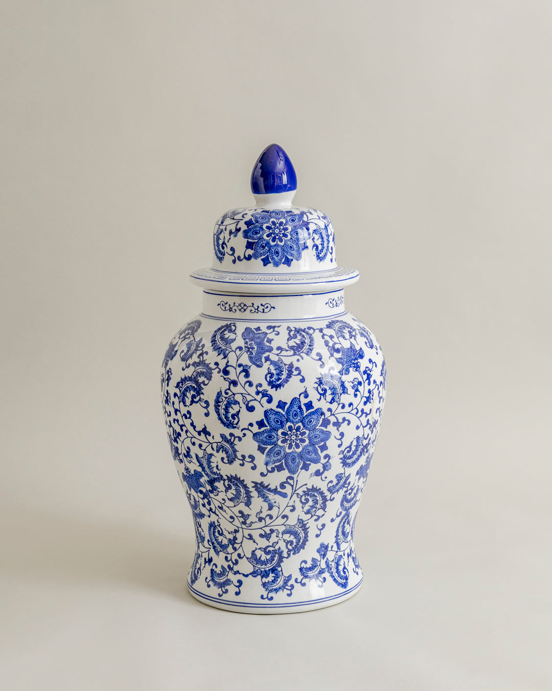 Blue Dynasty Floral Temple Jar 