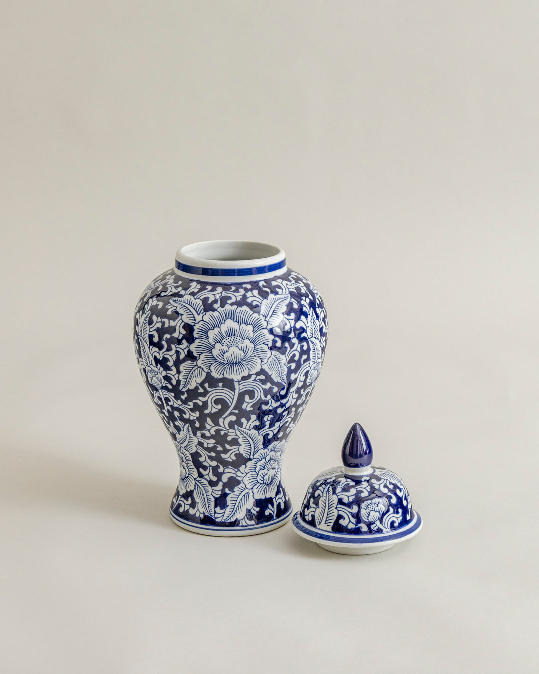 Blue & White Peony Royal Temple Jar 
