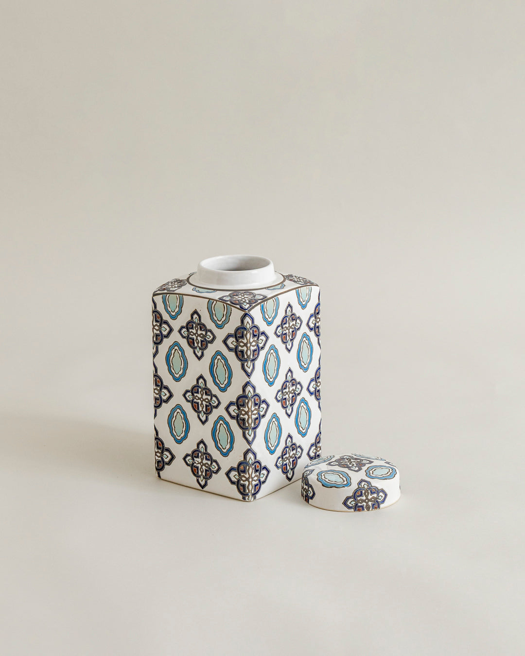 Azure Medallion Geometric Decorative Jar 