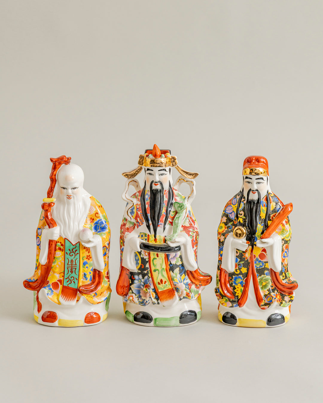 'The Three Star Gods' Porcelain Sculptures, Set of 3 - Medium 