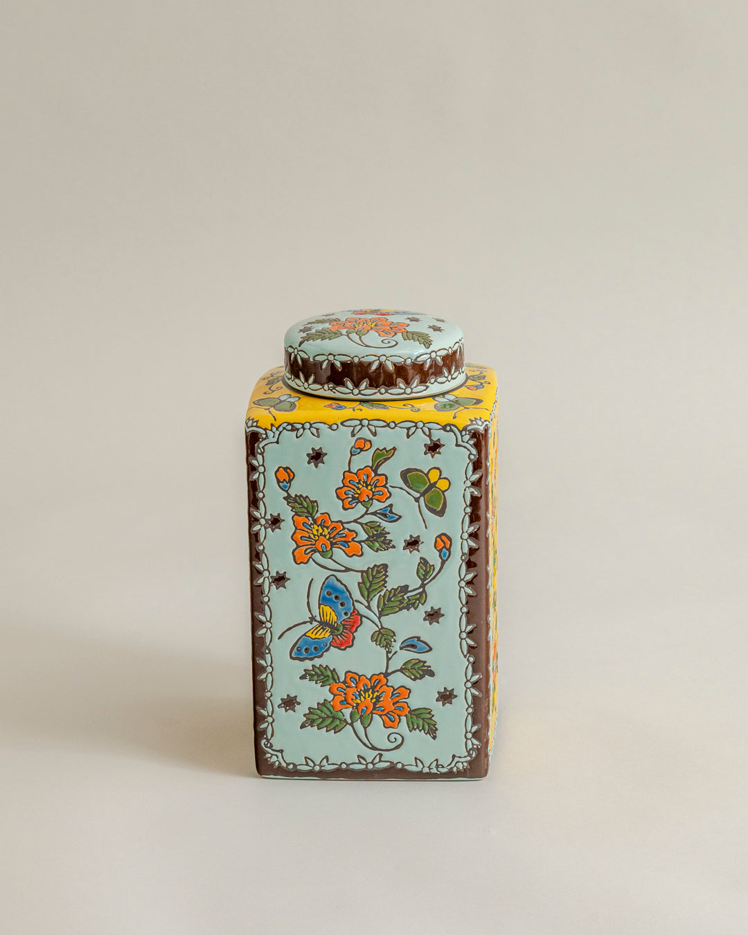 Golden Meadow Butterfly Decorative Jar 