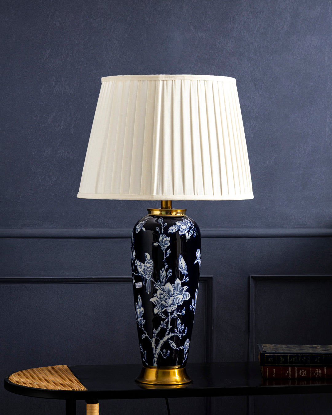 Midnight Blossom Ceramic Table Lamp 