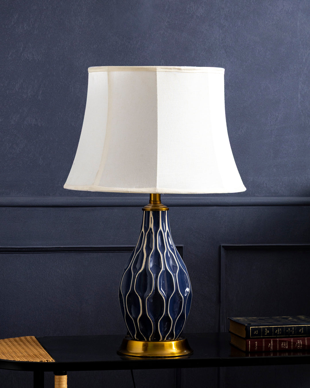 Indigo Wave Ceramic Table Lamp 