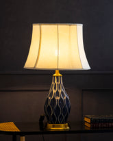 Indigo Wave Ceramic Table Lamp 