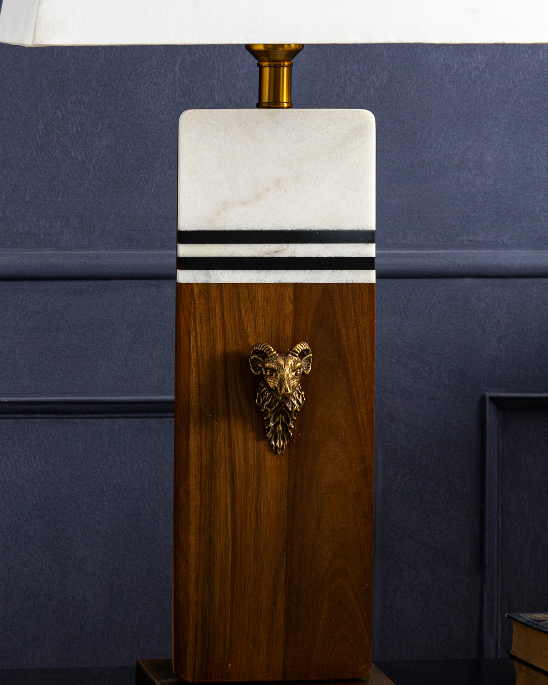 Marble And Wood Stripe Table Lamp 