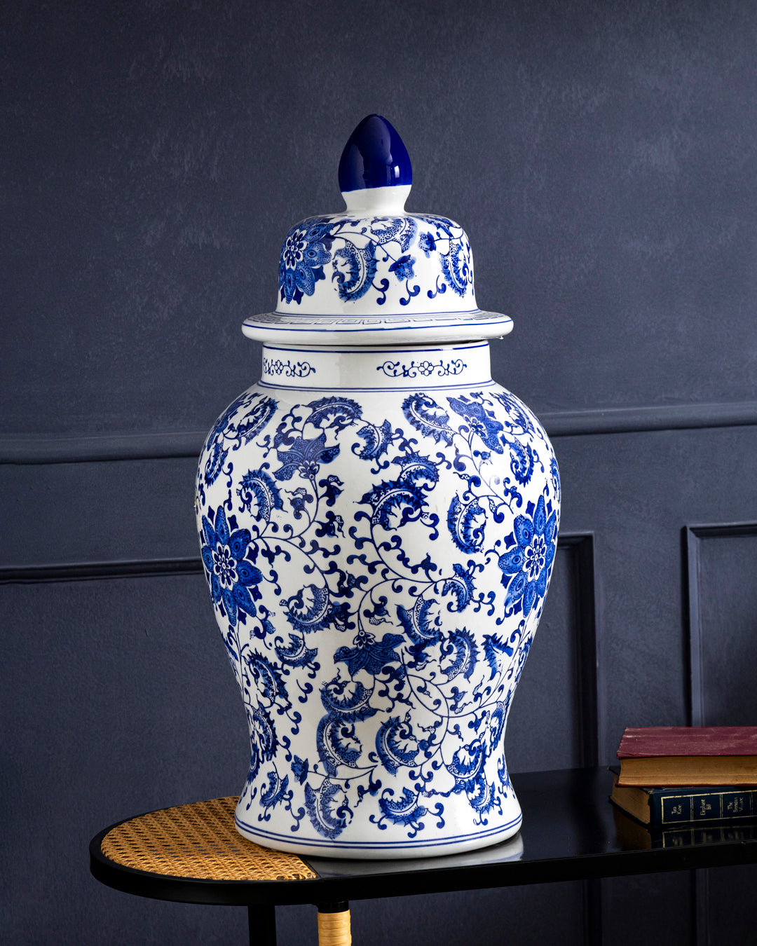 Blue Dynasty Floral Temple Jar - 62 CM