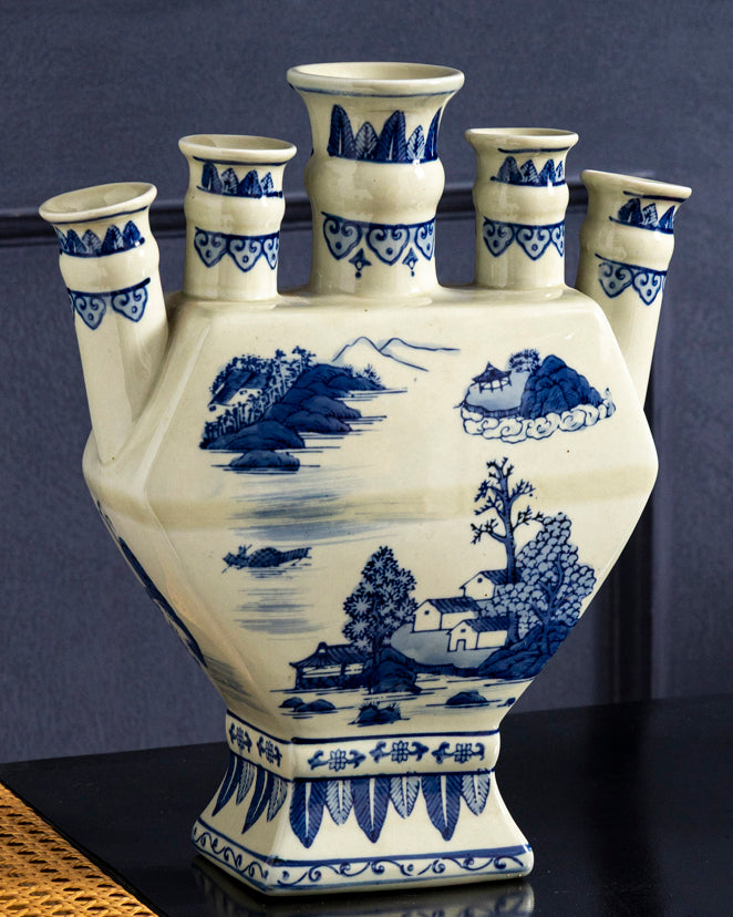 Blue Willow Multi Neck Heritage Vase 