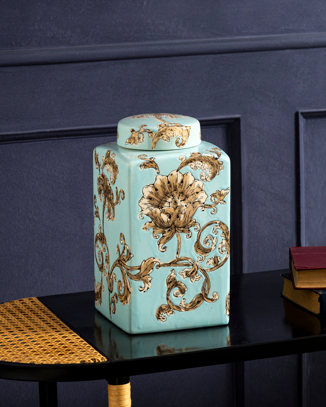 Vintage Sage Baroque Decorative Jar - 28 cm 