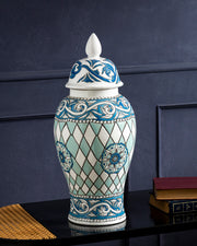 Aqua Harlequin Royal Temple Jar - 46 cm