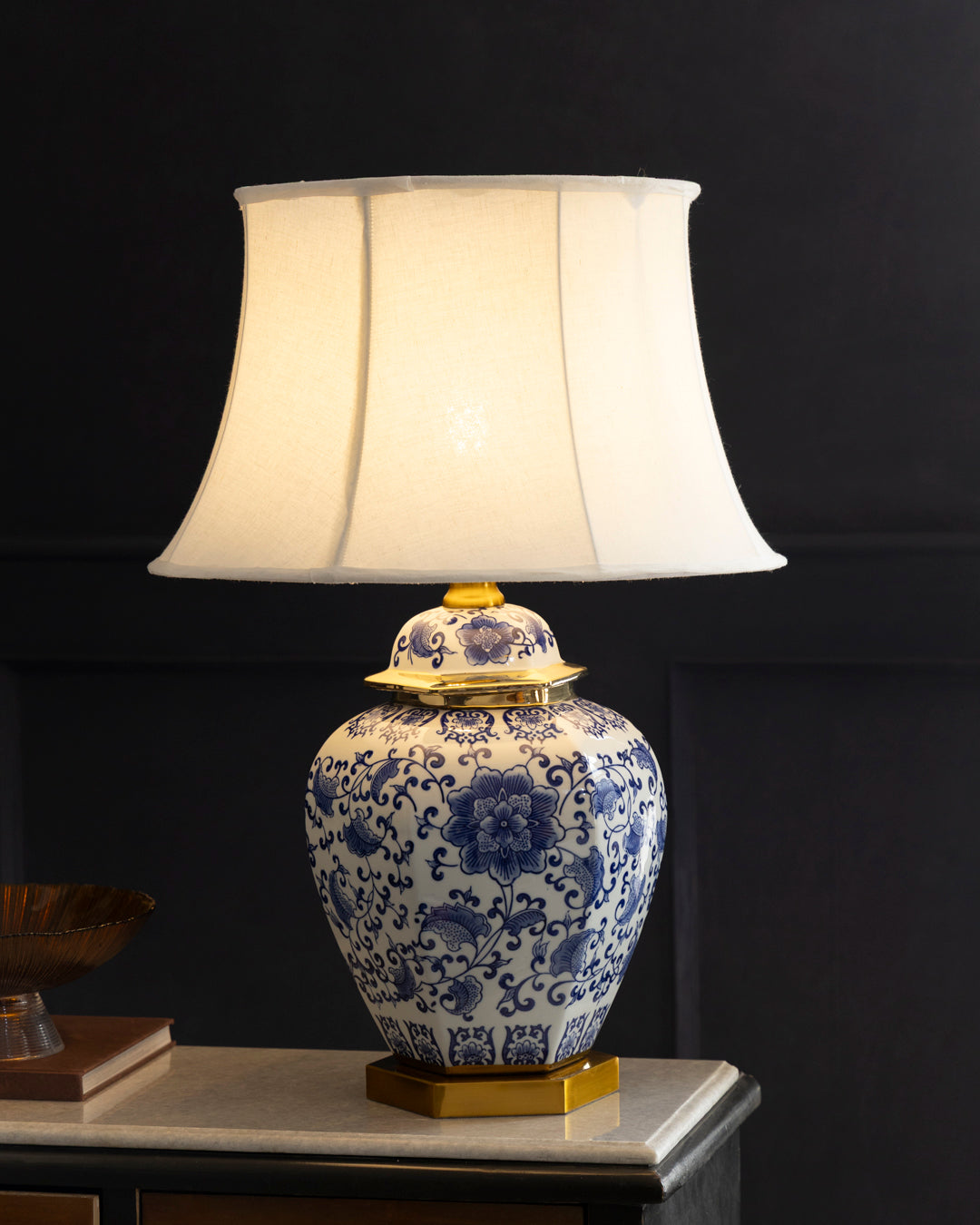Royal Blue Floral Table Lamp
