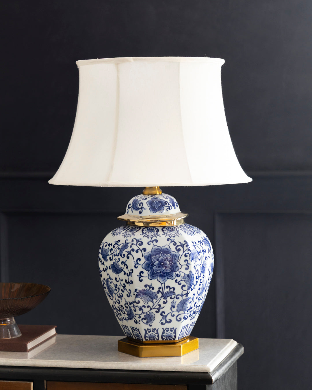 Royal Blue Floral Table Lamp 