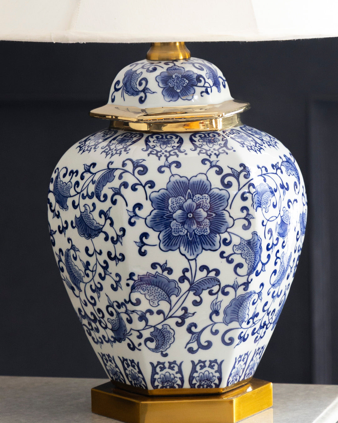 Royal Blue Floral Table Lamp 