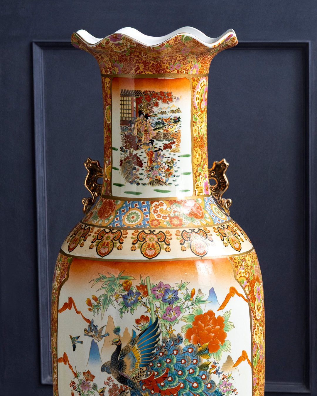 Imperial Peacock Court Tall Vase 