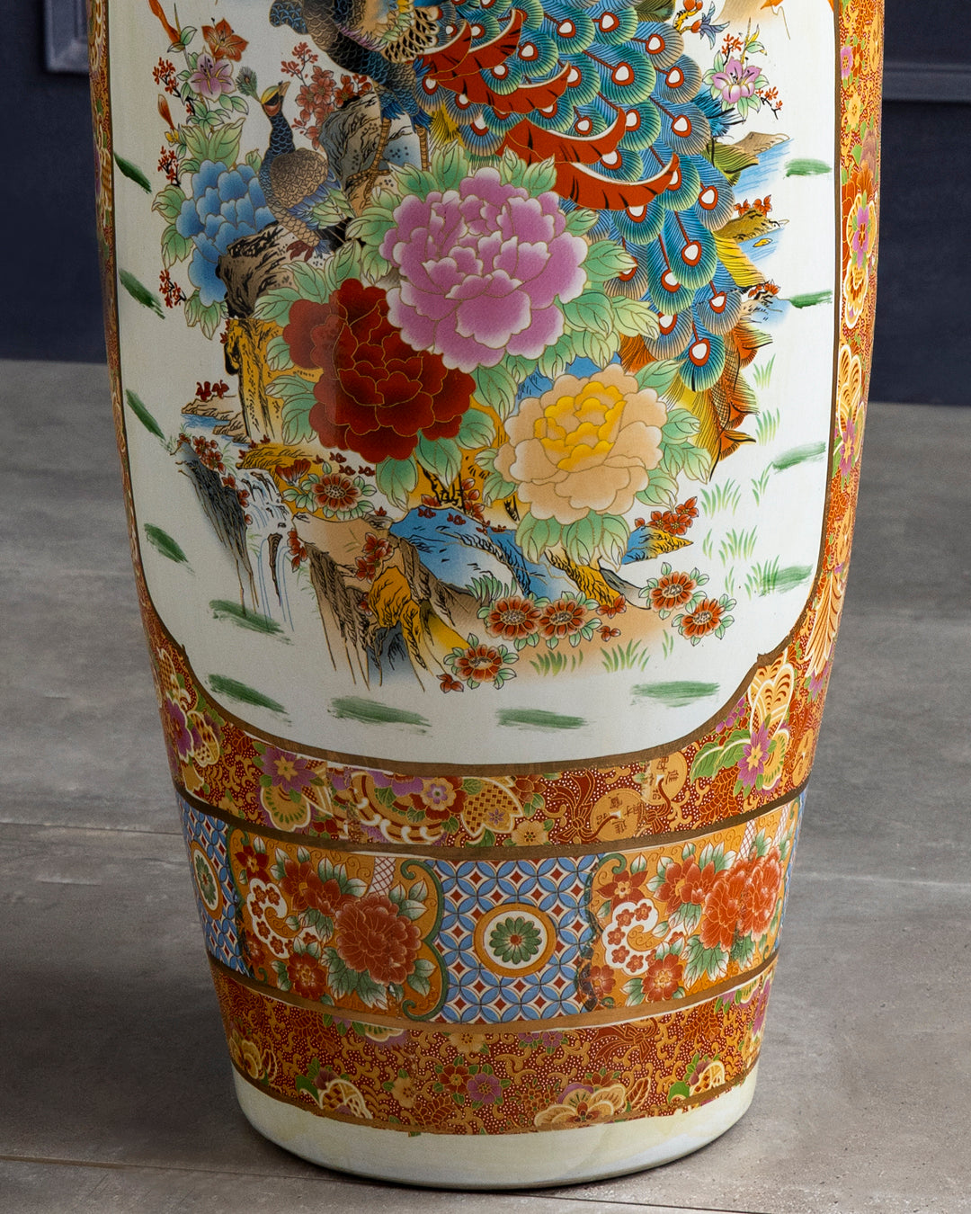 Imperial Peacock Court Tall Vase 