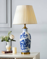 Oriental Mountain & Pavilion Bone China Table Lamp 