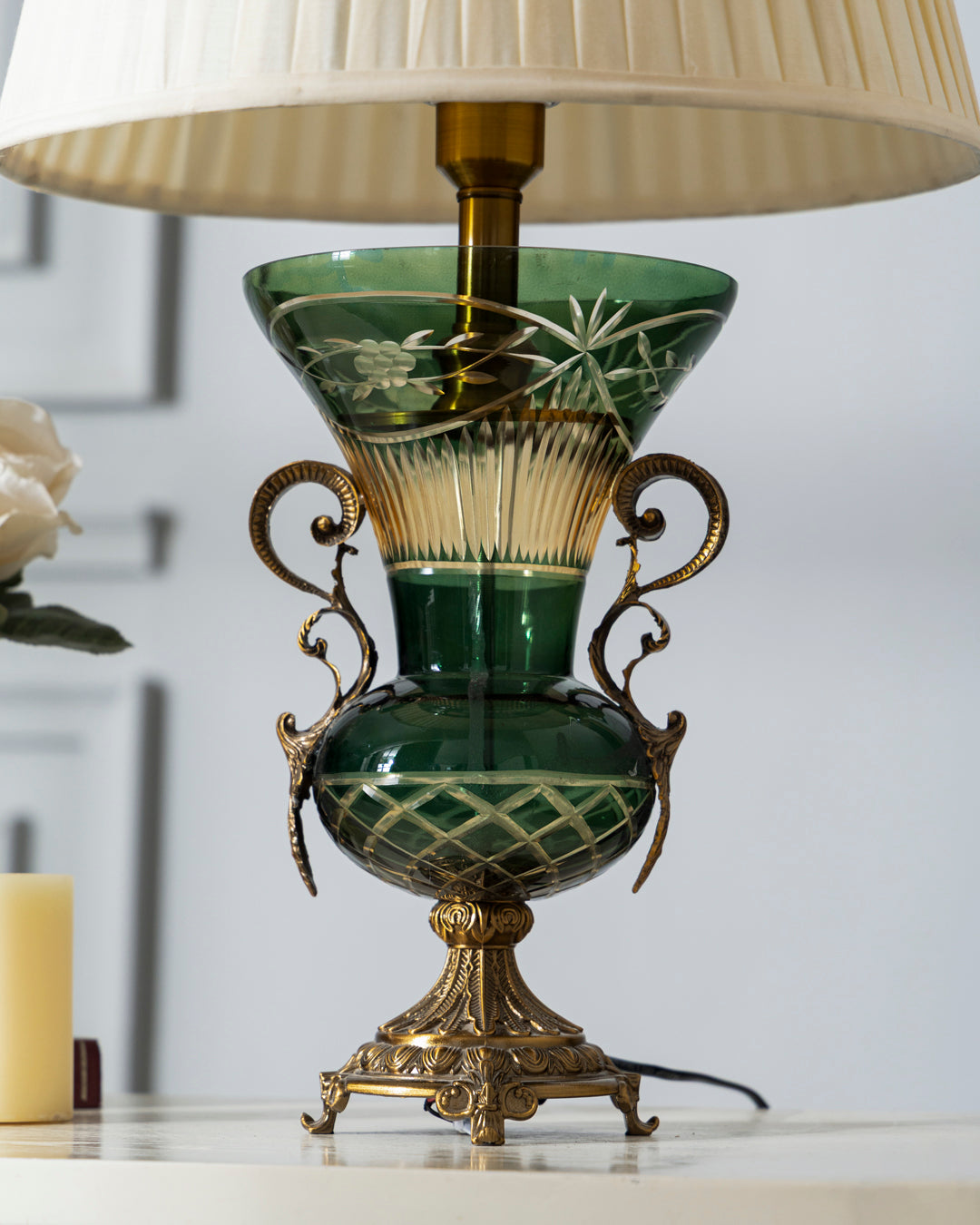 Emerald Regal Etched Table Lamp 