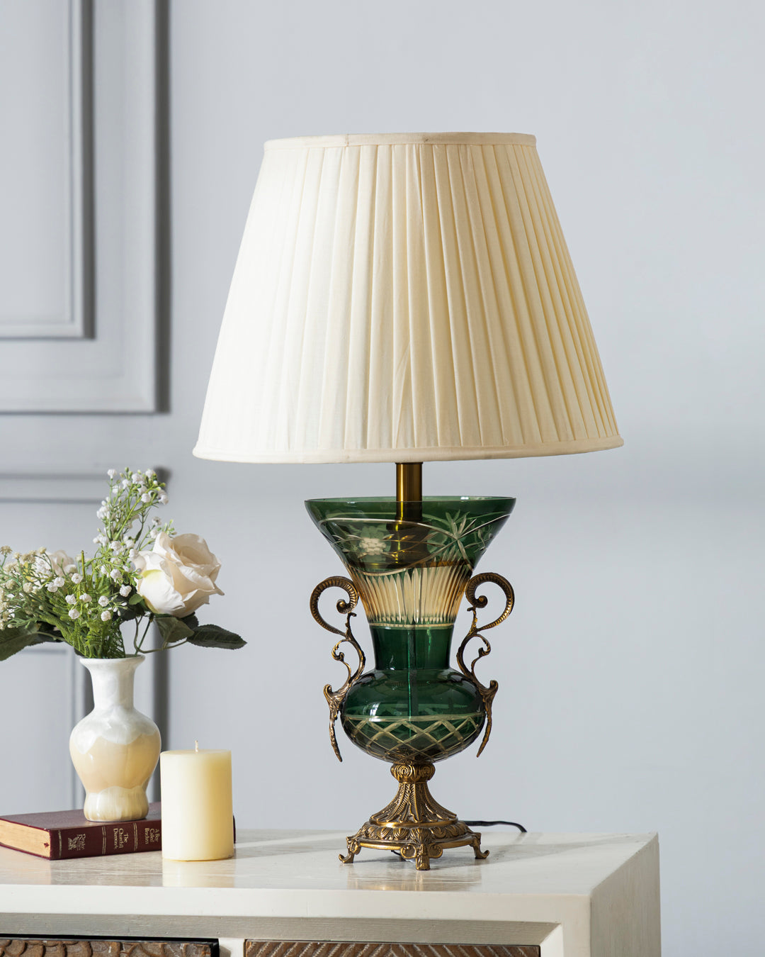 Emerald Regal Etched Table Lamp 