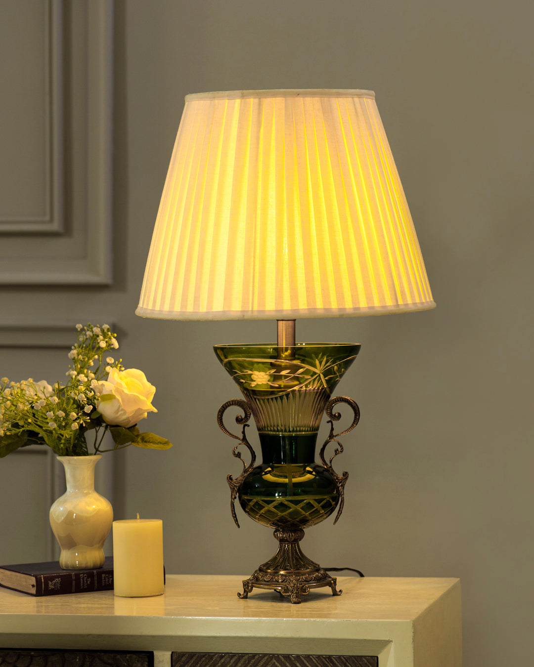 Emerald Regal Etched Table Lamp 