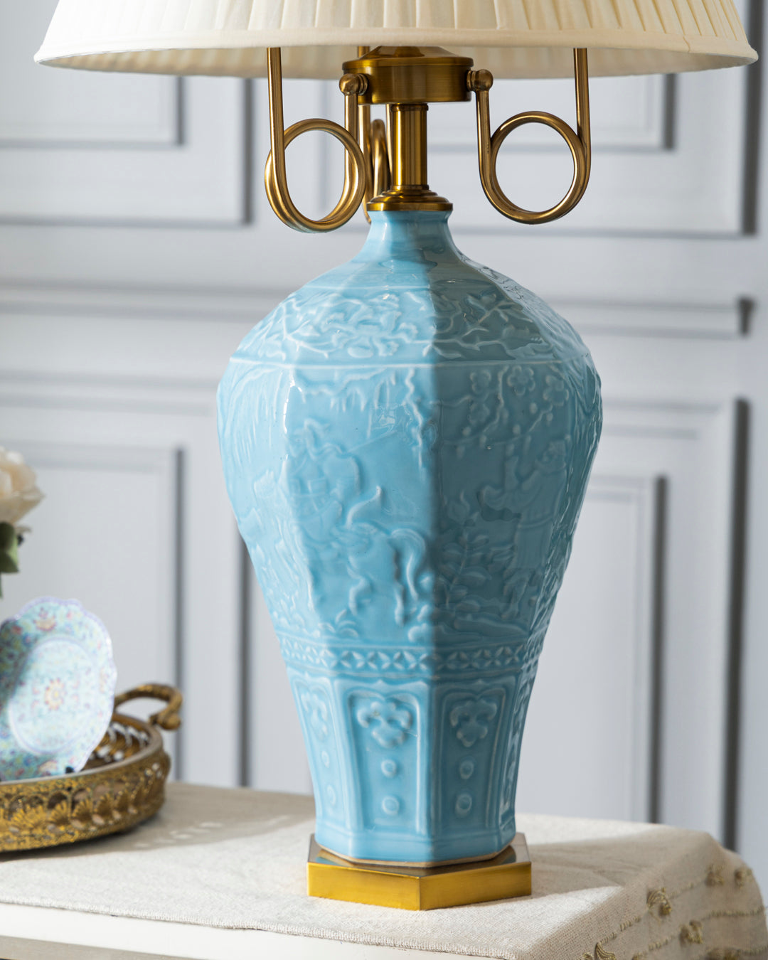 Celestial Blue Celadon Baluster Table Lamp 