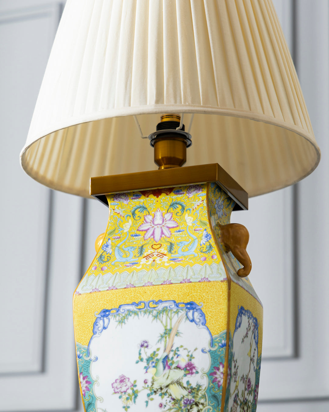 Regal Blossom Hand Painted Cloisonne Table Lamp 