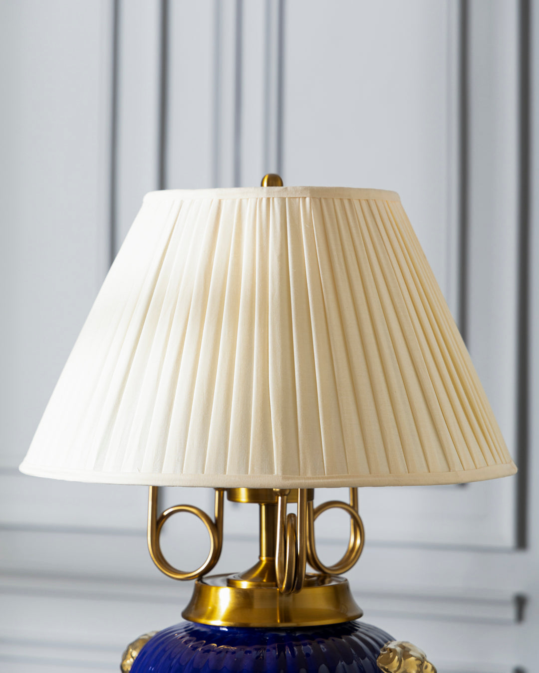 Golden Ribbed Glow Table Lamp - Blue 