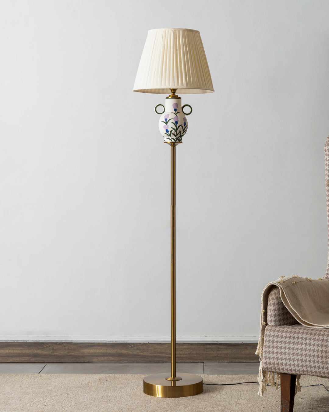 Lavender Bloom Hand Painted Floor Lamp 