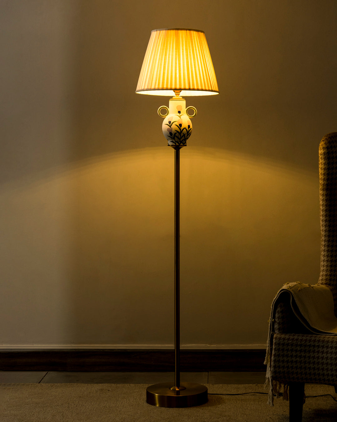 Lavender Bloom Hand Painted Floor Lamp 