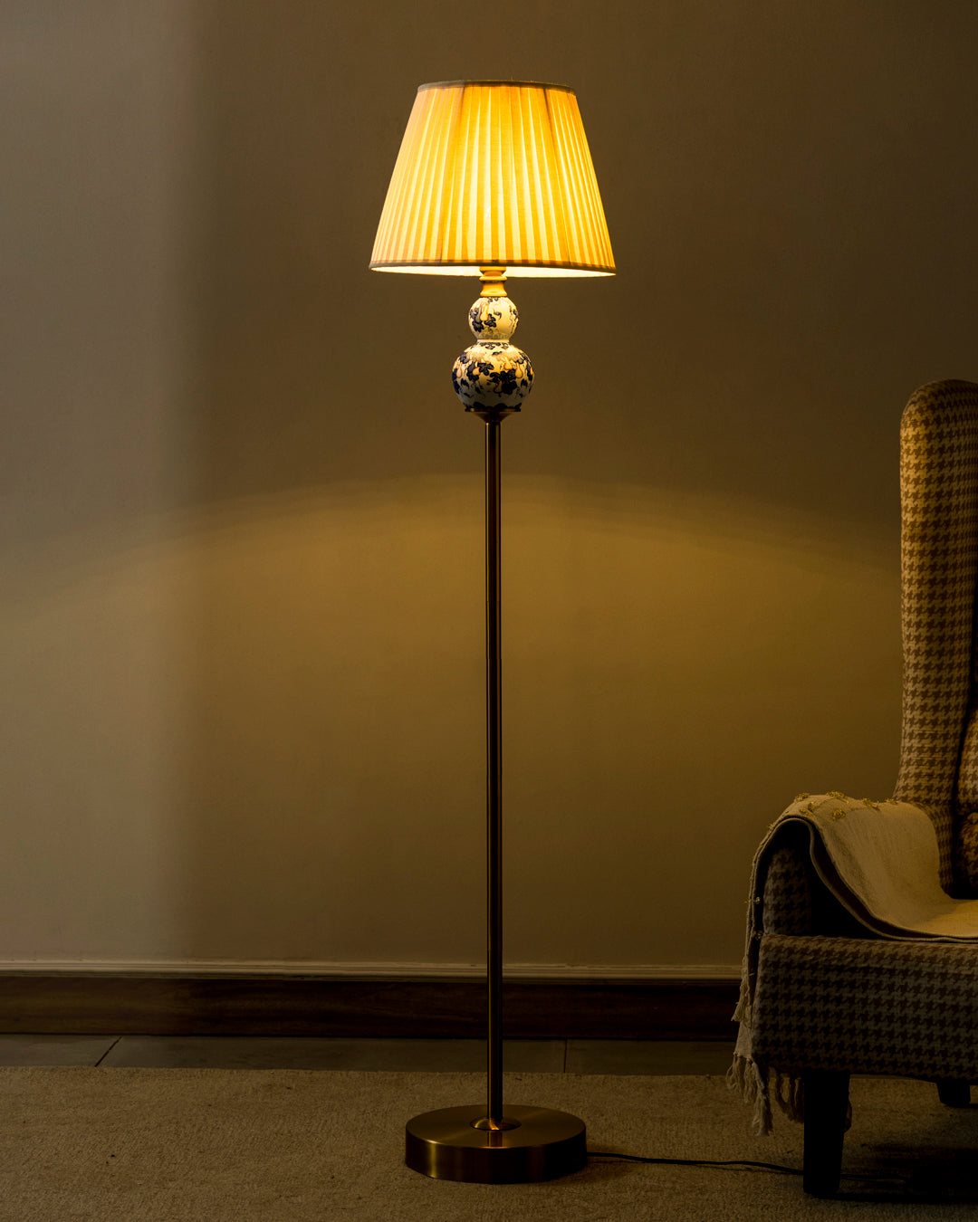 Blue and White Double Gourd Floor Lamp 