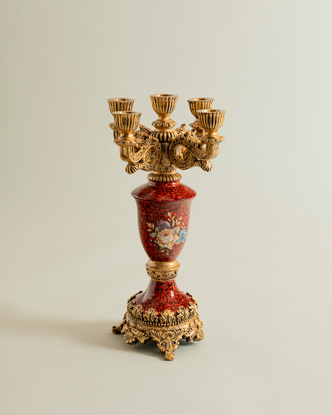Crimson Blossom Heritage Candle Stand 