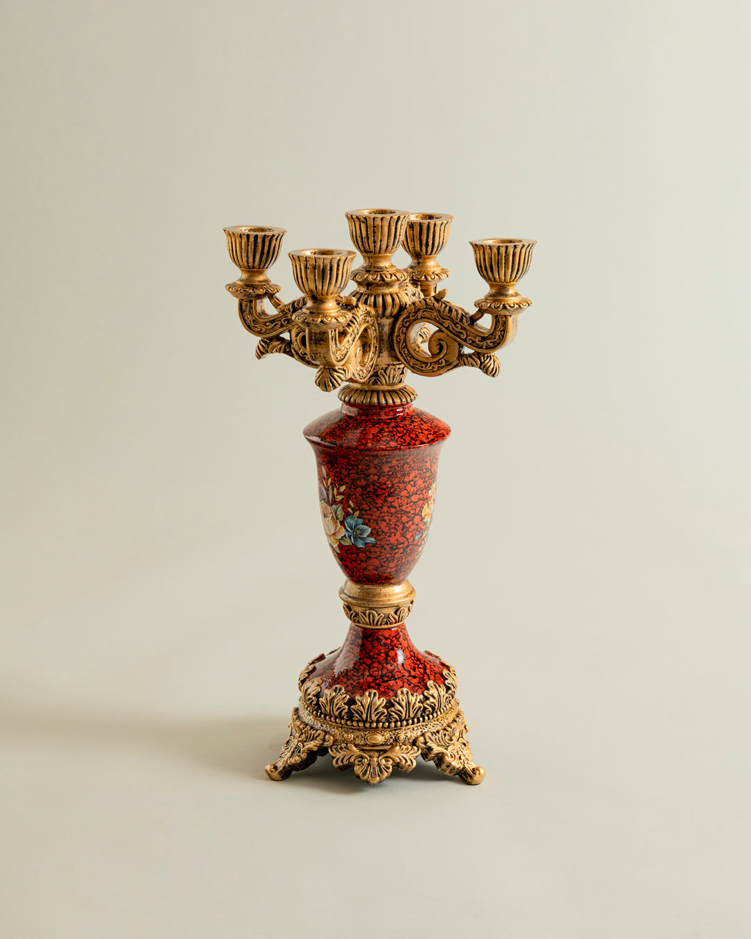 Crimson Blossom Heritage Candle Stand 