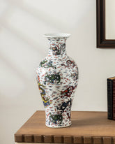 Dragon Motifs Symbolizing Ceramic Vase - White 