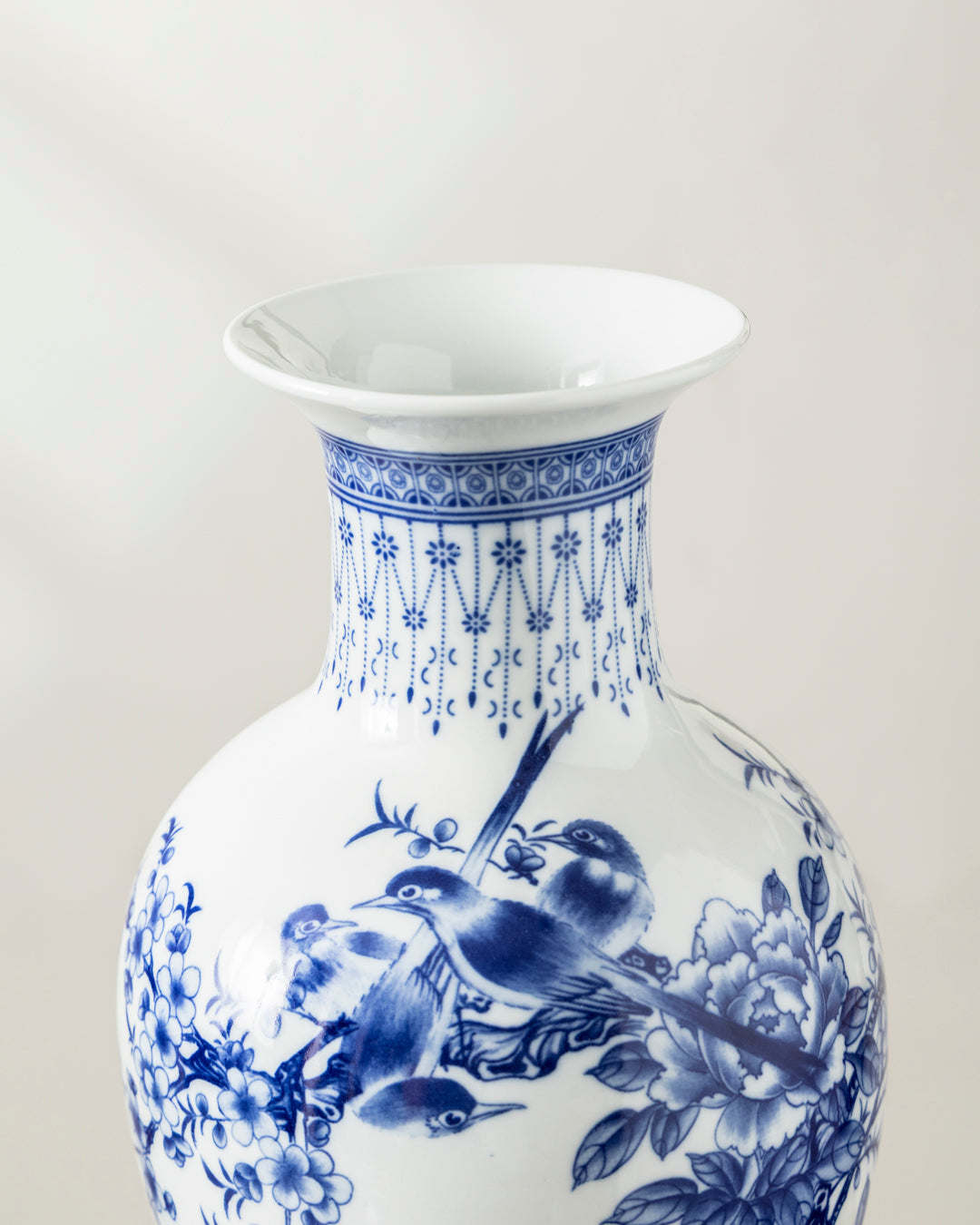 Royal Blue & White Floral Bone China Vase 