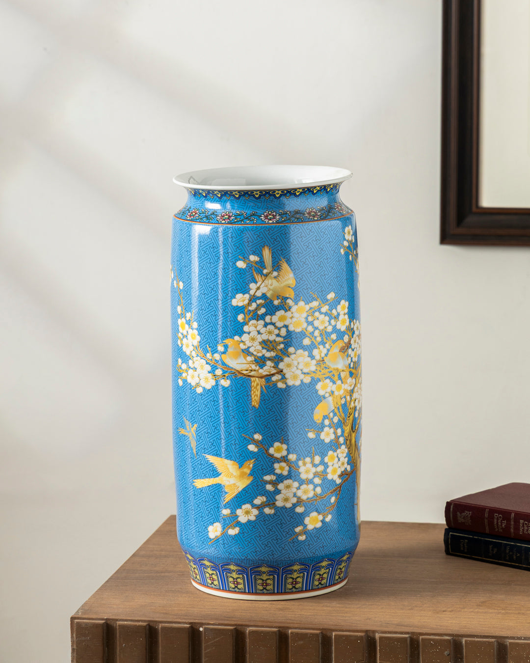 Whispering Petals Harmony Cylinder Vase - Blue 