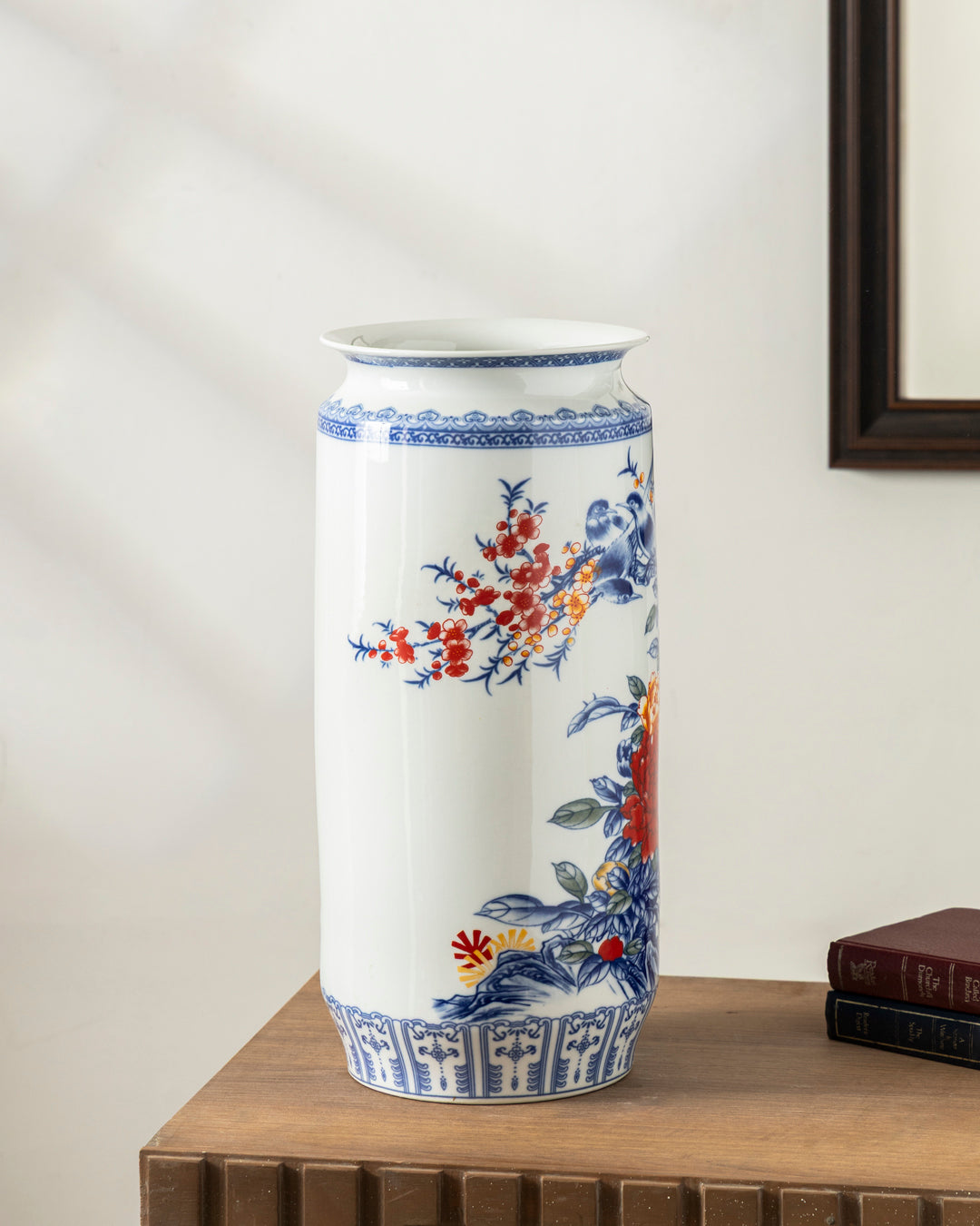 Whispering Petals Harmony Cylinder Vase - White 