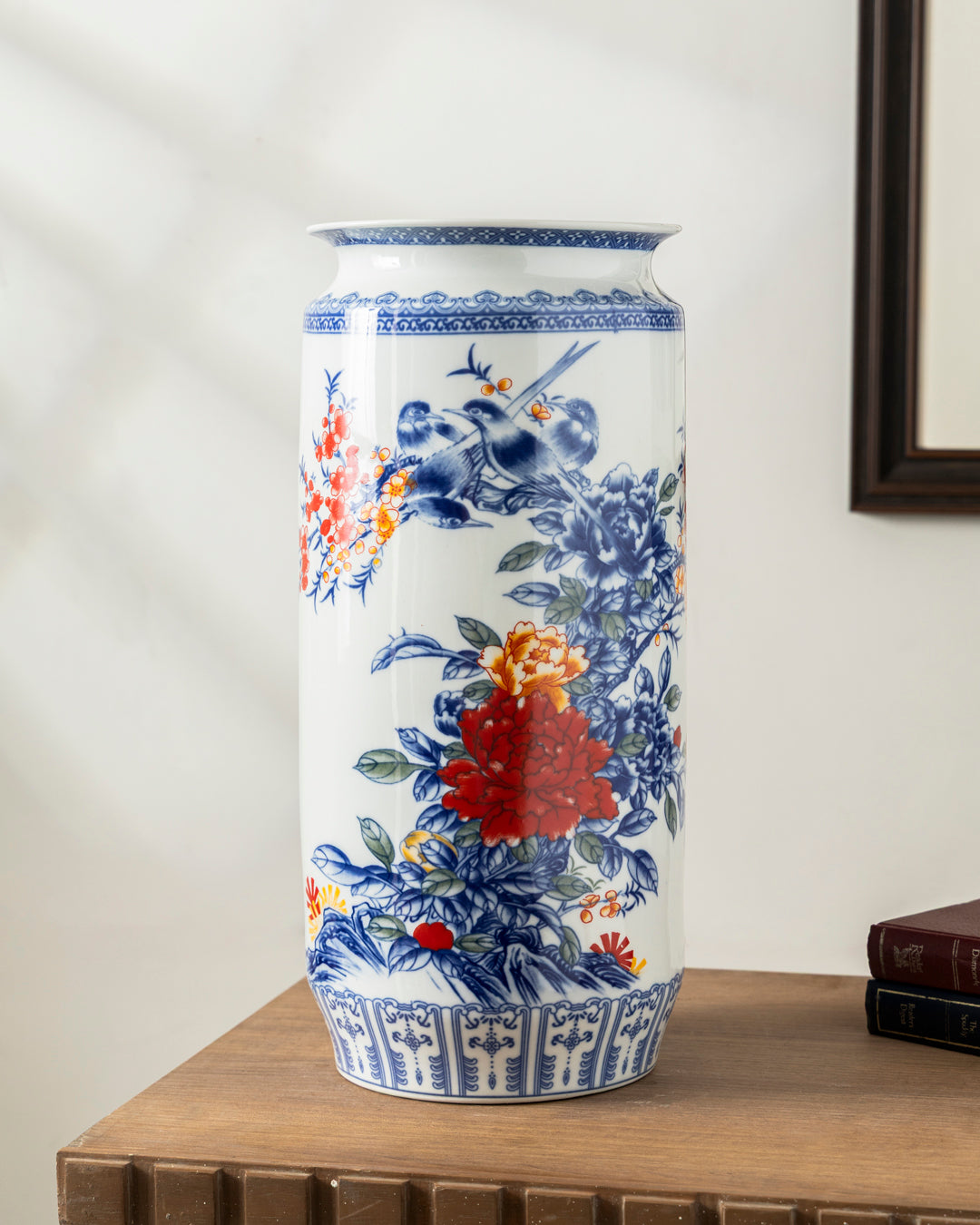 Whispering Petals Harmony Cylinder Vase - White 