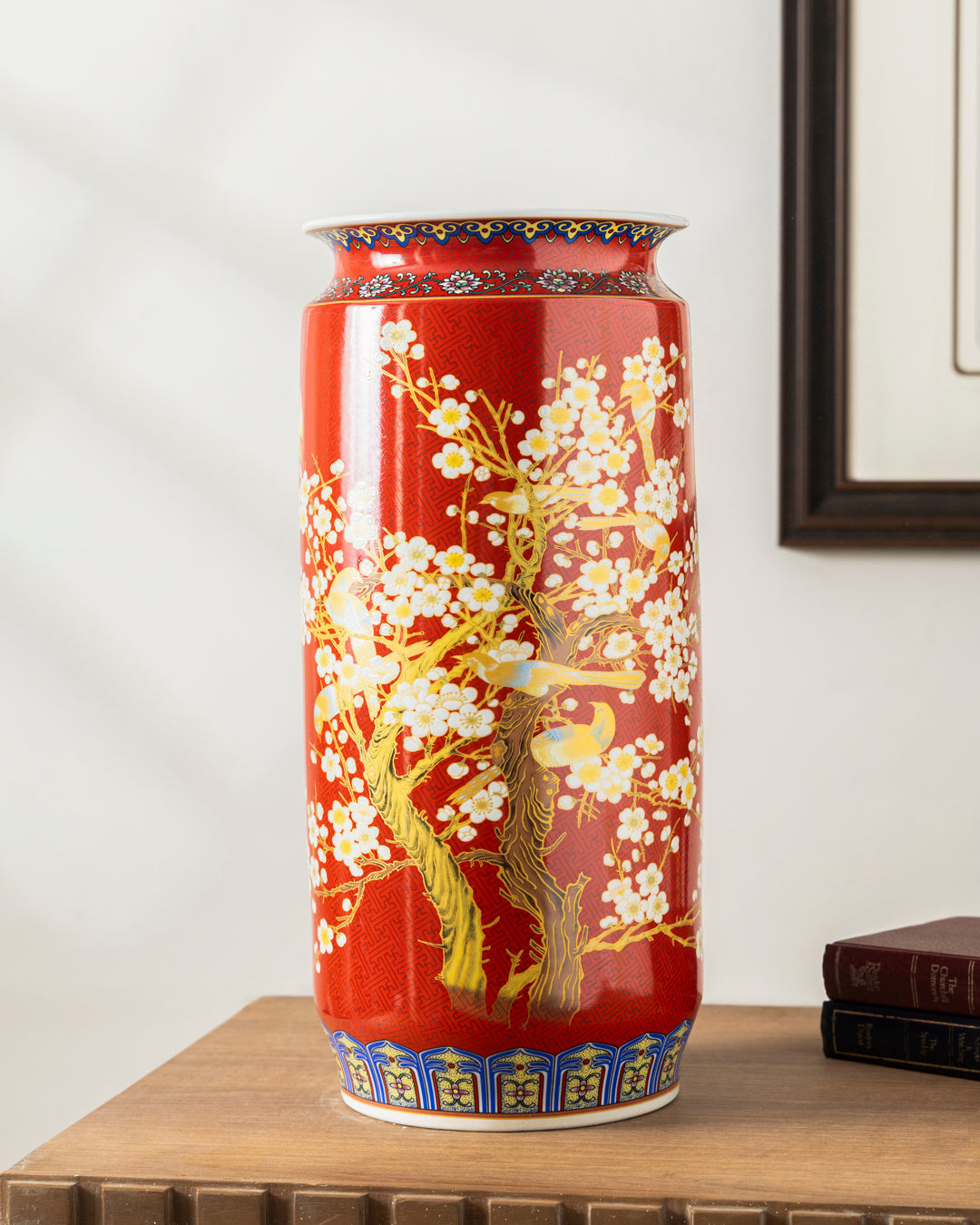 Whispering Petals Harmony Cylinder Vase - Red