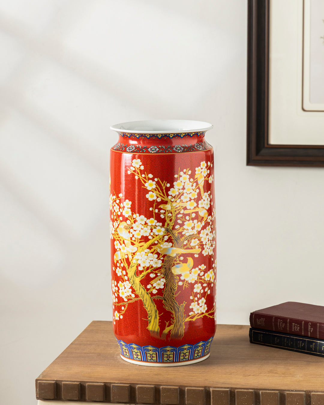 Whispering Petals Harmony Cylinder Vase - Red 