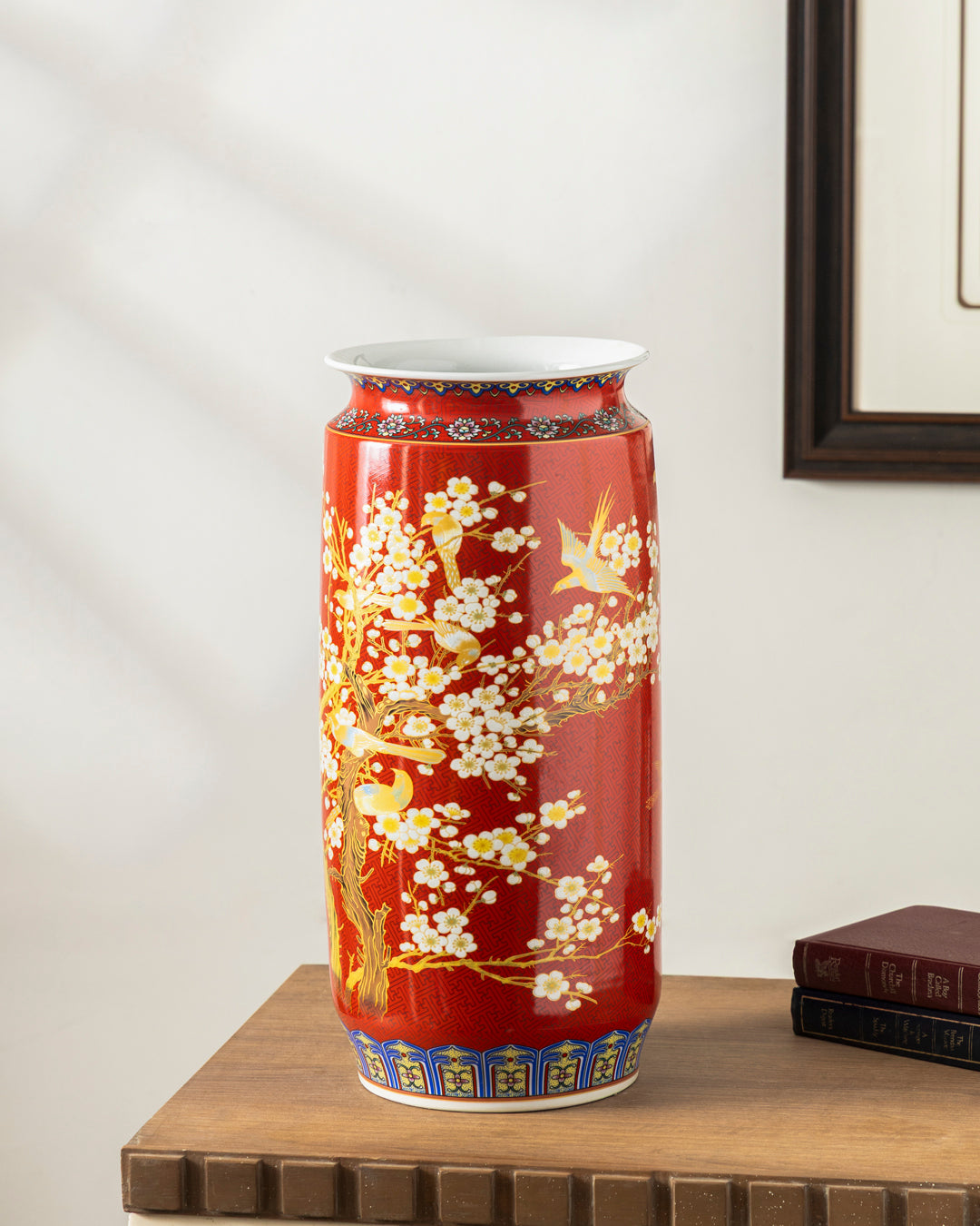 Whispering Petals Harmony Cylinder Vase - Red
