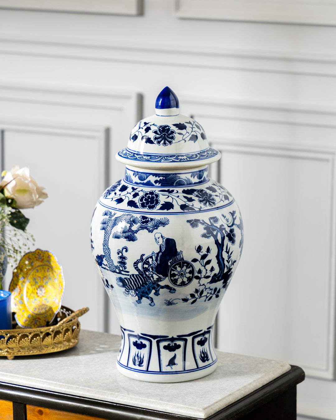 Imperial Carriage Blue & White Temple Jar - 54 cm 