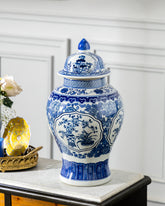 Ming Blossom Blue & White Temple Jar - Small 50 cm 