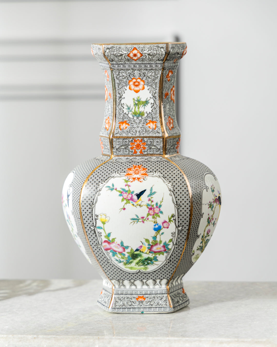 Imperial Noir Floral Cloisonne Vase 