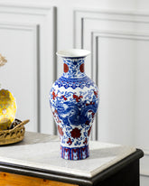 Dragon Motifs Blue & White Bone China Vase 