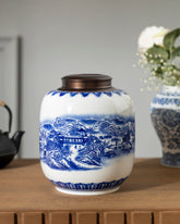 Serene Mountains Porcelain Storage Jar 