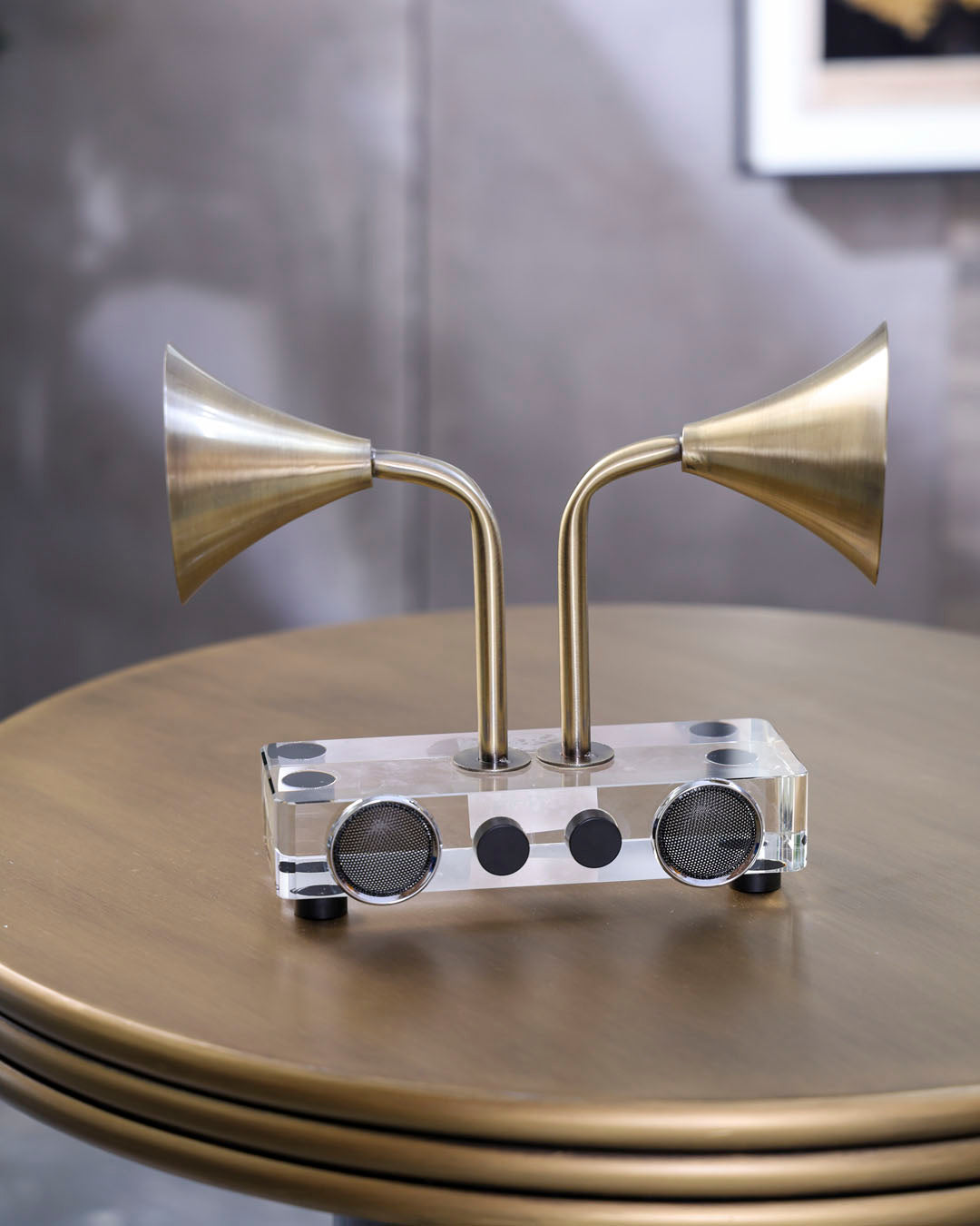 Twin Horn Crystal Radio Decorative Accent 