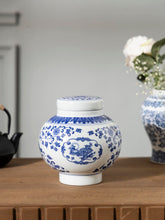 Blue Floral Porcelain Storage Jar with Lid 
