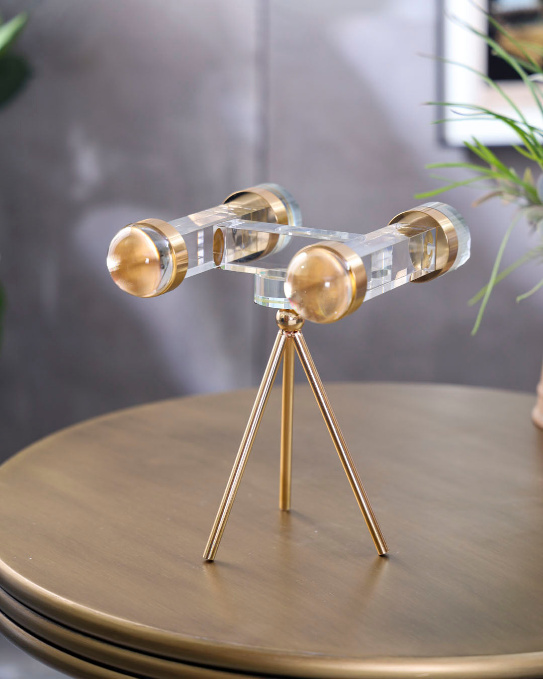 Crystal Gold Binocular Tabletop Accent 
