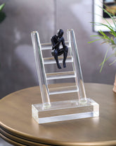 Abstract Thinker on Ladder Crystal Sculpture 