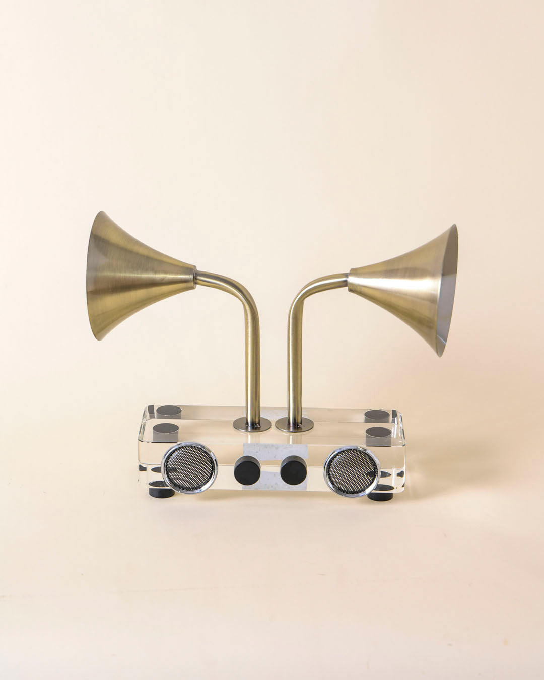 Twin Horn Crystal Radio Decorative Accent 